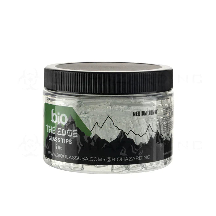BIO Glass 'Retail Display' The Edge 2 Pokes Medium Size Glass Tips 10mm - 75 Units